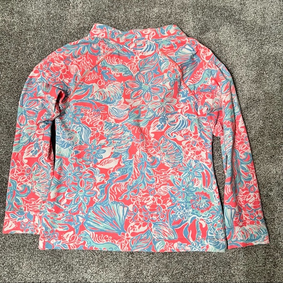 Lilly Pulitzer Skipper Popover Summer Siren Pink Sun Ray UPF 50 EUC - Picture 3 of 4